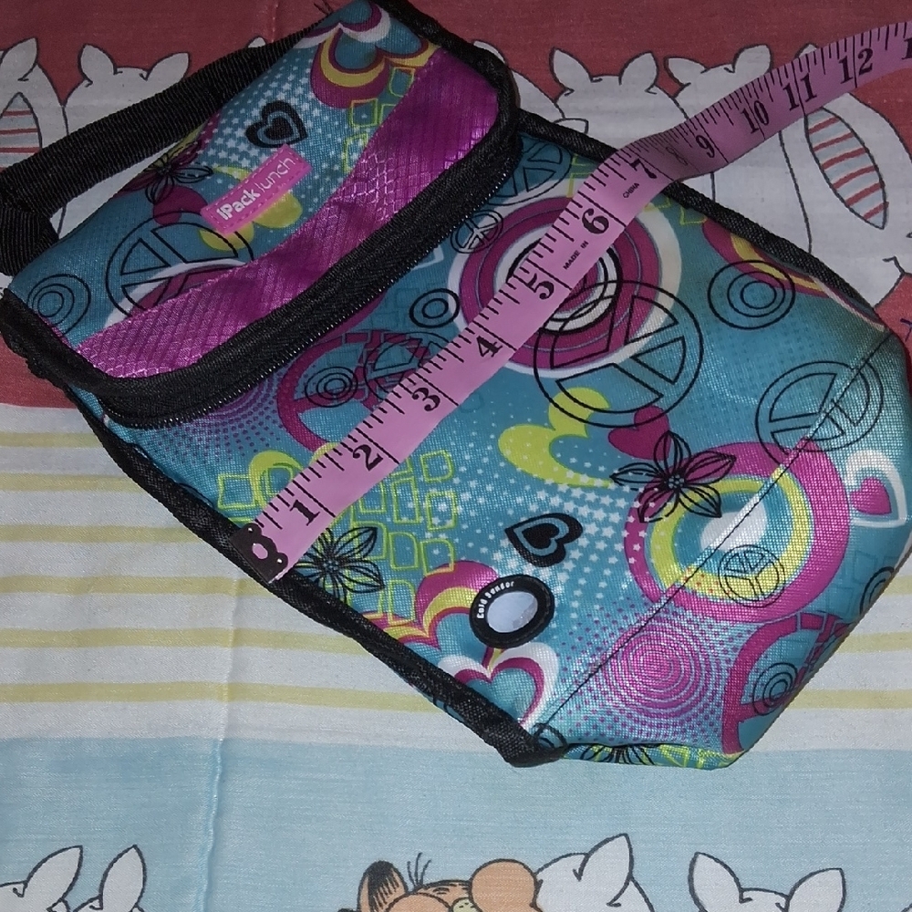 FUN,Colorful,Geometric Patterned,Insulated,Lunch Bag💙🩷 - Picture 4 of 8